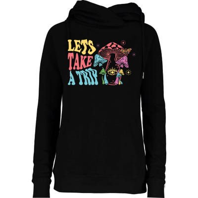 Lets Take A Trip Mushroom Colorful Womens Funnel Neck Pullover Hood