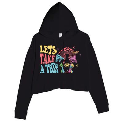 Lets Take A Trip Mushroom Colorful Crop Fleece Hoodie
