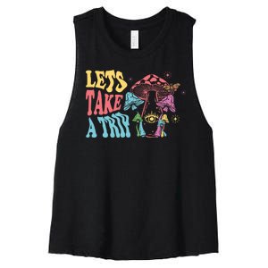 Lets Take A Trip Mushroom Colorful Women's Racerback Cropped Tank