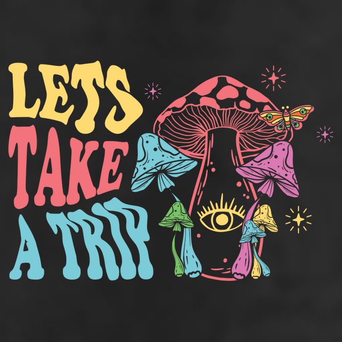 Lets Take A Trip Mushroom Colorful Golf Towel