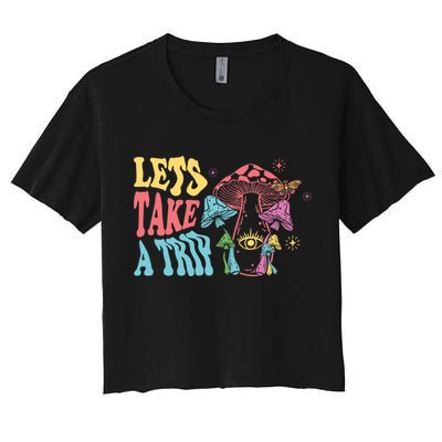 Lets Take A Trip Mushroom Colorful Crop Top