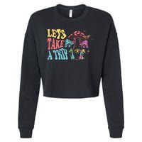 Lets Take A Trip Mushroom Colorful Cropped Pullover Crew