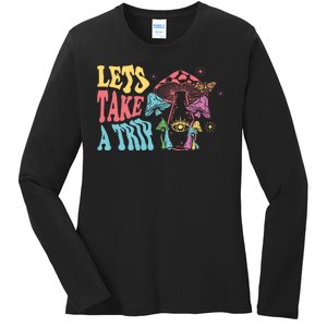 Lets Take A Trip Mushroom Colorful Ladies Long Sleeve Shirt