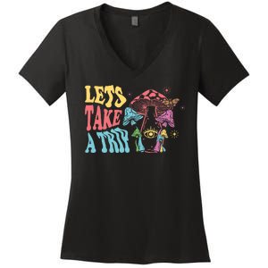 Lets Take A Trip Mushroom Colorful Women's V-Neck T-Shirt