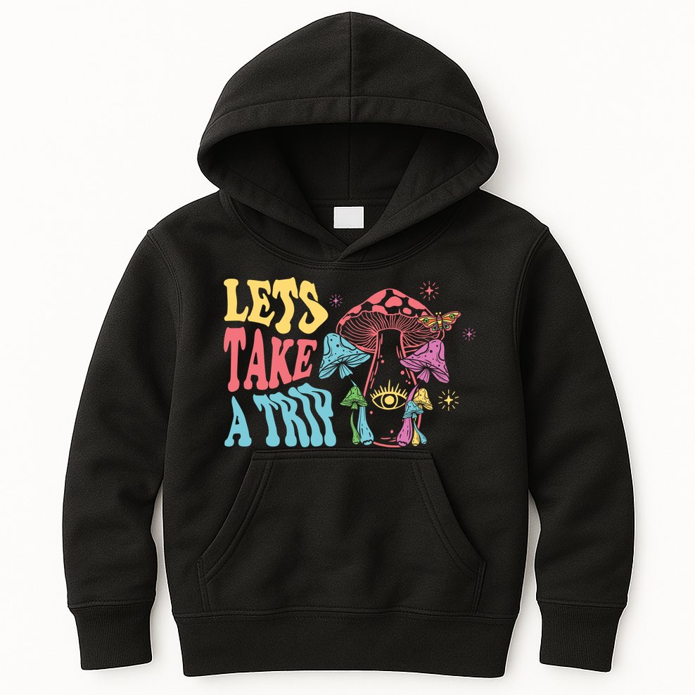 Lets Take A Trip Mushroom Colorful Kids Hoodie