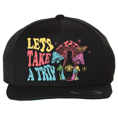 Lets Take A Trip Mushroom Colorful Wool Snapback Cap