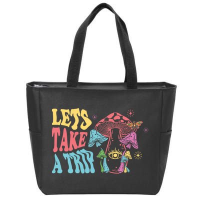Lets Take A Trip Mushroom Colorful Zip Tote Bag