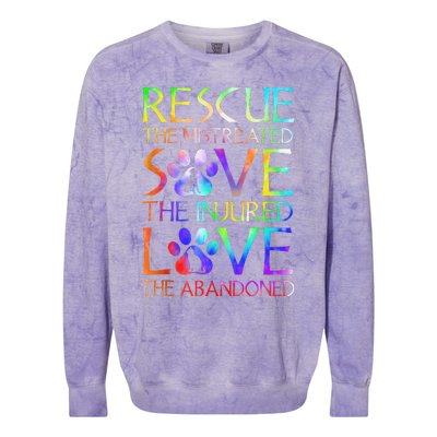 Love The Abandoned Save The Injured Rescue The Mistreated Colorblast Crewneck Sweatshirt