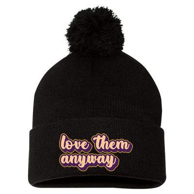 Love Them Anyway Luke 23:34 Pom Pom 12in Knit Beanie