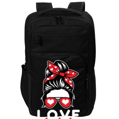 Love Today And Everyday Cute Valentine Hair Bun Impact Tech Backpack