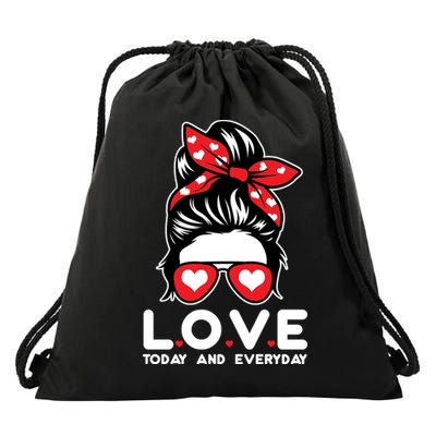 Love Today And Everyday Cute Valentine Hair Bun Drawstring Bag