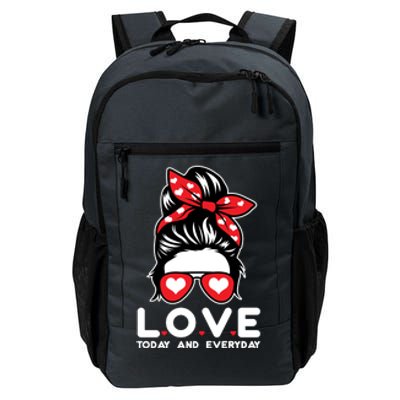 Love Today And Everyday Cute Valentine Hair Bun Daily Commute Backpack