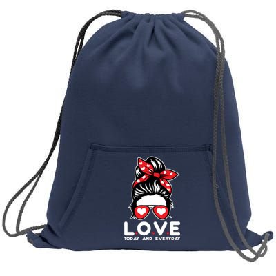 Love Today And Everyday Cute Valentine Hair Bun Sweatshirt Cinch Pack Bag