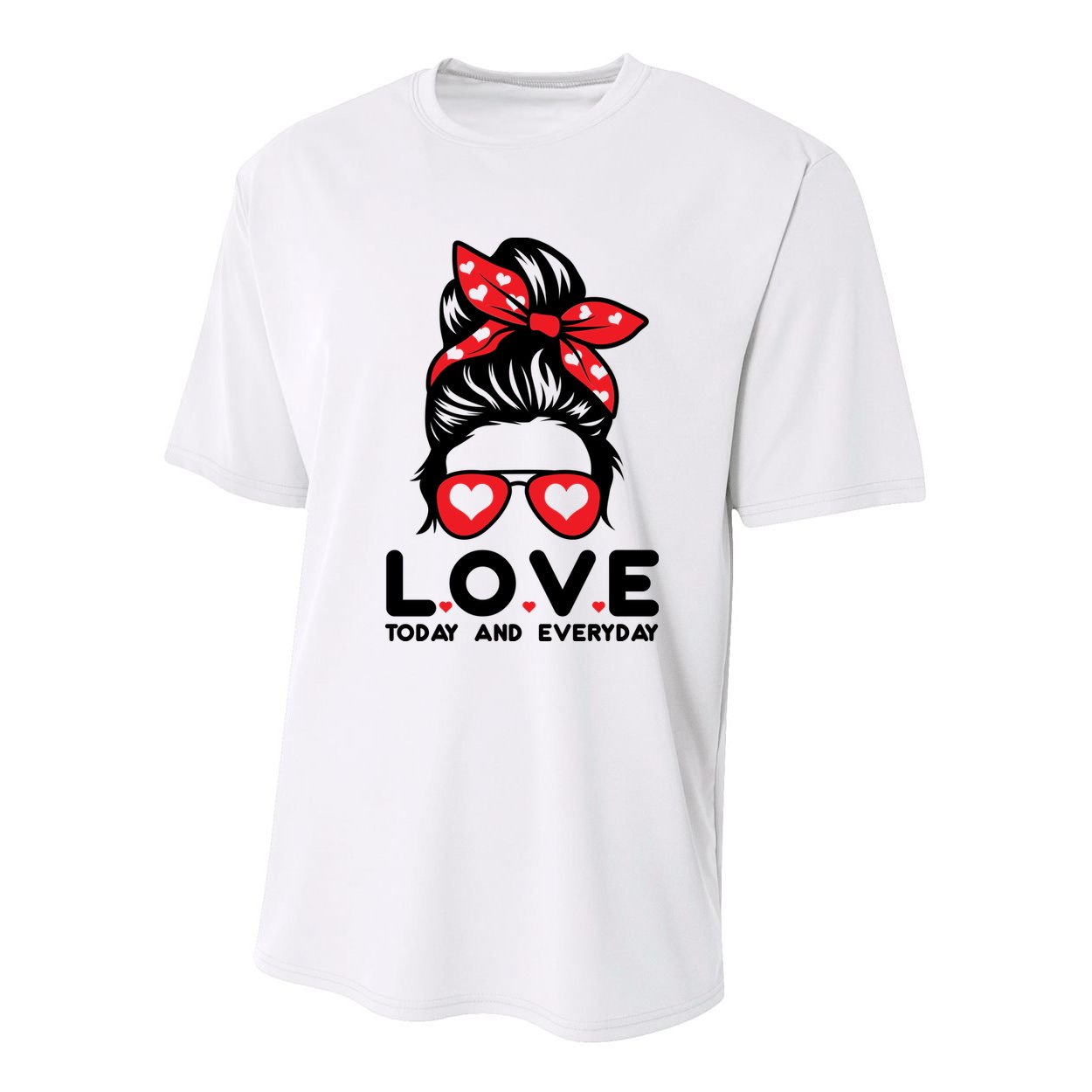 Love Today And Everyday Cute Valentine Hair Bun Youth Performance Sprint T-Shirt