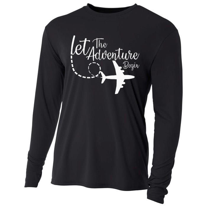 Let The Adventure Begin Inspirational Airplane Travel Mode Cooling Performance Long Sleeve Crew