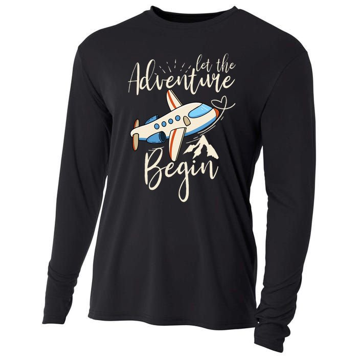 Let The Adventure Begin Airplane Adventure Travel Mode Cooling Performance Long Sleeve Crew