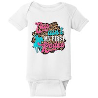 Leopard This Aint My First Rodeo Western Cowboy Cowgirl Baby Bodysuit