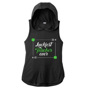 Luckiest Teacher Aide Ever Matching Saint Patrick's Day Gift Ladies PosiCharge Tri-Blend Wicking Draft Hoodie Tank