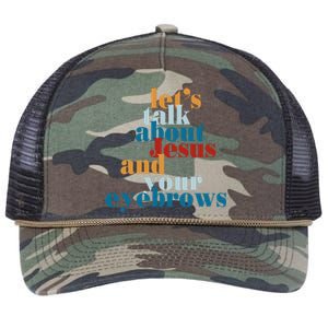 Let's Talk About Jesus and Your Eyebrows  Retro Rope Trucker Hat Cap