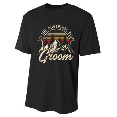 Let The Adventure Begin Groom Honeymoon Couples Matching Performance Sprint T-Shirt