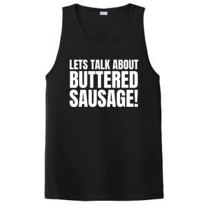 Lets Talk About Buttered Sausage Funny PosiCharge Competitor Tank