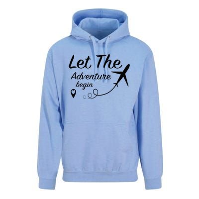 Let The Adventure Begin Airplane Travel Traveling Unisex Surf Hoodie