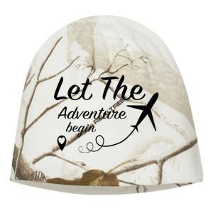 Let The Adventure Begin Airplane Travel Traveling Kati - Camo Knit Beanie