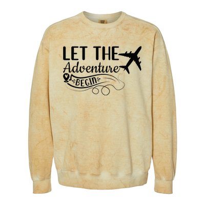 Let The Adventure Begin Love Travel Airplane Traveling Colorblast Crewneck Sweatshirt