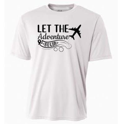 Let The Adventure Begin Love Travel Airplane Traveling Cooling Performance Crew T-Shirt