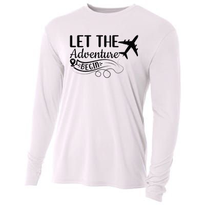 Let The Adventure Begin Love Travel Airplane Traveling Cooling Performance Long Sleeve Crew