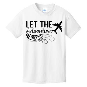 Let The Adventure Begin Love Travel Airplane Traveling Kids T-Shirt