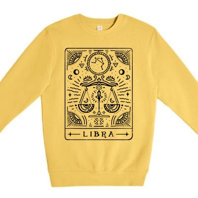 Libra Tarot Art Libra Zodiac Sign Libra Birthday Month Premium Crewneck Sweatshirt