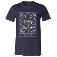 Libra Tarot Art Libra Zodiac Sign Libra Birthday Month V-Neck T-Shirt