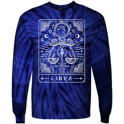 Libra Tarot Art Libra Zodiac Sign Libra Birthday Month Tie-Dye Long Sleeve Shirt