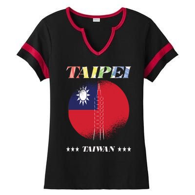 Love Taiwan And Taipei Cool Gift Ladies Halftime Notch Neck Tee