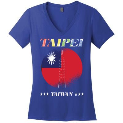 Love Taiwan And Taipei Cool Gift Women's V-Neck T-Shirt