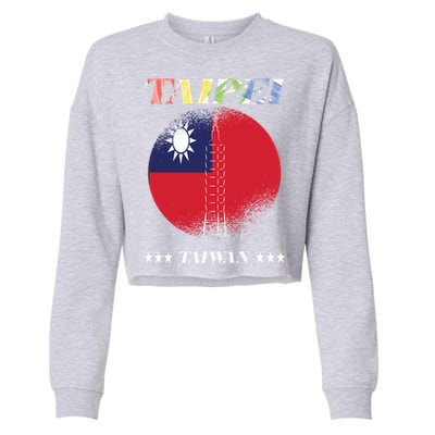 Love Taiwan And Taipei Cool Gift Cropped Pullover Crew