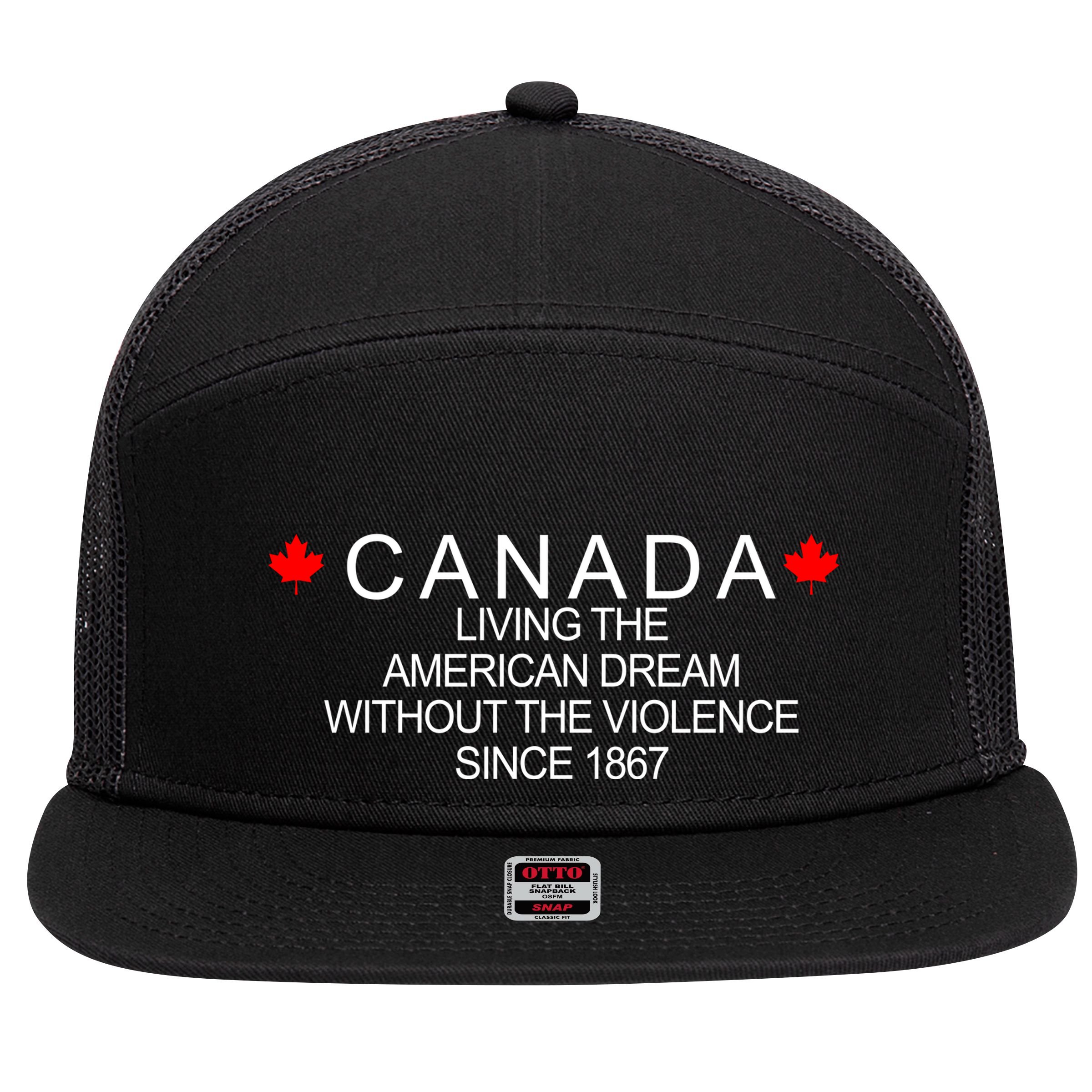 Living The American Dream Since 1867 Canada 7 Panel Mesh Trucker Snapback Hat