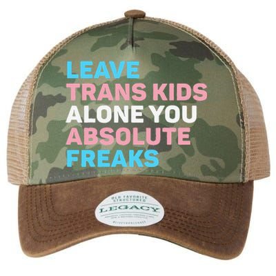 Leave Transg Alone You Absolute Freaks Lgbtq Flag Humor Legacy Tie Dye Trucker Hat