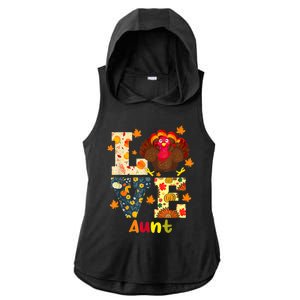 LOVE Turkey Aunt Pumpkin Happy Thanksgiving Autumn Gifts Ladies PosiCharge Tri-Blend Wicking Draft Hoodie Tank