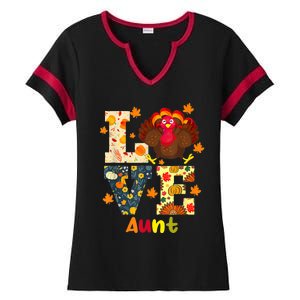 LOVE Turkey Aunt Pumpkin Happy Thanksgiving Autumn Gifts Ladies Halftime Notch Neck Tee