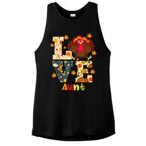 LOVE Turkey Aunt Pumpkin Happy Thanksgiving Autumn Gifts Ladies PosiCharge Tri-Blend Wicking Tank