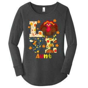 LOVE Turkey Aunt Pumpkin Happy Thanksgiving Autumn Gifts Women's Perfect Tri Tunic Long Sleeve Shirt