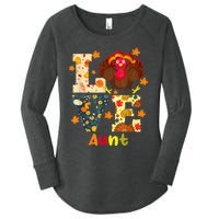 LOVE Turkey Aunt Pumpkin Happy Thanksgiving Autumn Gifts Women's Perfect Tri Tunic Long Sleeve Shirt