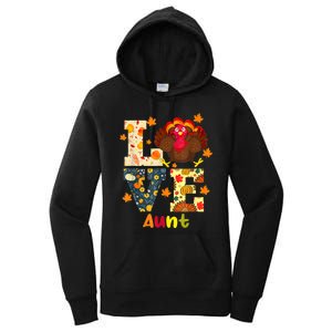 LOVE Turkey Aunt Pumpkin Happy Thanksgiving Autumn Gifts Women's Pullover Hoodie