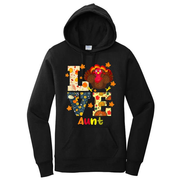 LOVE Turkey Aunt Pumpkin Happy Thanksgiving Autumn Gifts Women's Pullover Hoodie