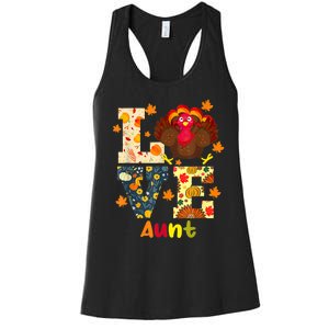 LOVE Turkey Aunt Pumpkin Happy Thanksgiving Autumn Gifts Women's Racerback Tank