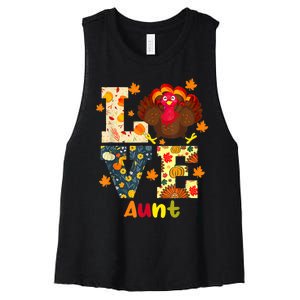 LOVE Turkey Aunt Pumpkin Happy Thanksgiving Autumn Gifts Women's Racerback Cropped Tank