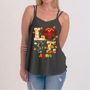 LOVE Turkey Aunt Pumpkin Happy Thanksgiving Autumn Gifts Women's Strappy Tank