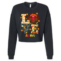 LOVE Turkey Aunt Pumpkin Happy Thanksgiving Autumn Gifts Cropped Pullover Crew